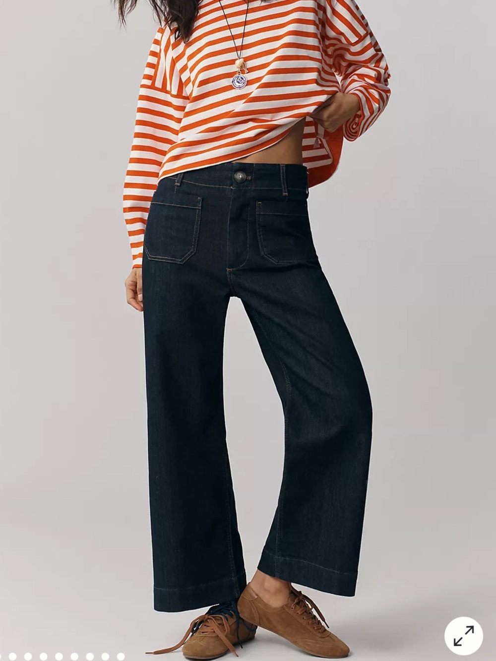 Maeve Colette High-Rise Wide-Leg Cropped Jeans